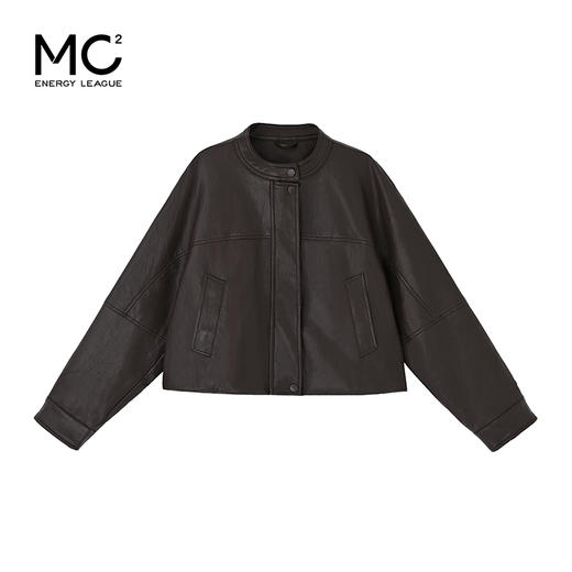 女装圆领下摆抽绳皮衣J5232001 商品图0