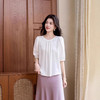 圆领五分袖灯笼袖，薄款纯色桑蚕丝上衣HR-ASEJP3663 商品缩略图1