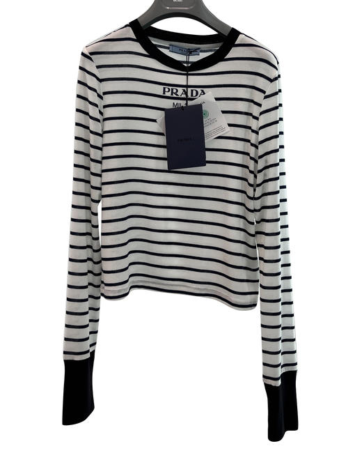 女款丝质羊毛条纹打底衫长袖T恤020 商品图0