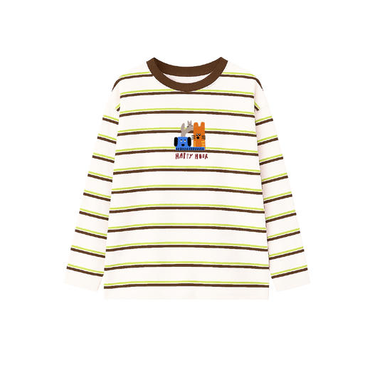 迷你巴拉男女通长袖T恤2025秋新品条纹儿童内搭图案T 商品图4