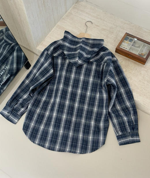 韩国订单格子纹带帽衬衫衬衣08262 商品图6