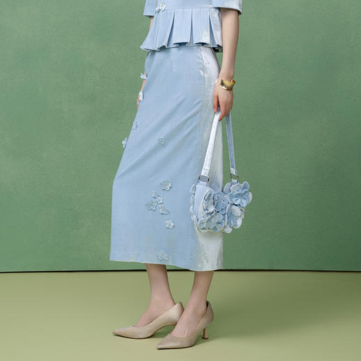 【林栖设计小店】真丝丝绒半身裙手工钉花2025秋季新款长裙女1953053 商品图1