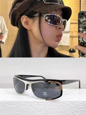 TB15-CHANEL香奈儿 镜腿标识 尼龙 不规则形 太阳眼镜 男女同款情侣款 黑色墨镜（JH）8.31直播款