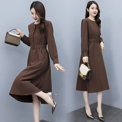 收腰显瘦，偏厚磨毛斜纹呢气质连衣裙HR-SLYY2A22 商品图2