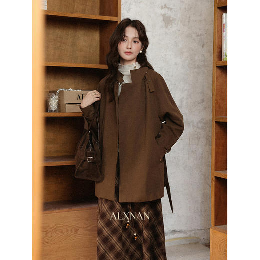 鹿向南「软糯糯」慵懒风半高领杏色长袖T恤女初秋显瘦打底衫上衣 商品图1