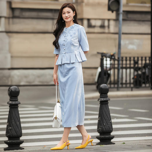 【林栖设计小店】真丝丝绒半身裙手工钉花2025秋季新款长裙女1953053 商品图7