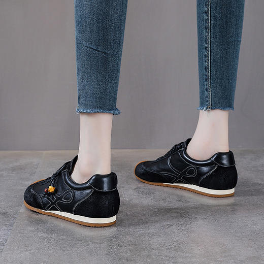 YR2767真皮阿甘鞋女头层牛皮新款德训鞋单鞋复古休闲女鞋平底百搭运动鞋 商品图3