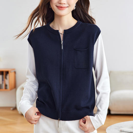 拼接洋气减龄上衣，时尚针织港风毛衣开衫CC-22-2696 商品图2