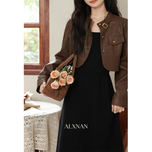 鹿向南「朦胧日记」黑色无袖吊带背心连衣裙巨显瘦A字长裙女初秋LXN32260PY+LXN32050 商品图3