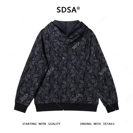 WY1035SDSA男士秋冬新款痞帅男装植物花卉撞色纽扣连帽卫衣百搭宽松上衣 商品图5