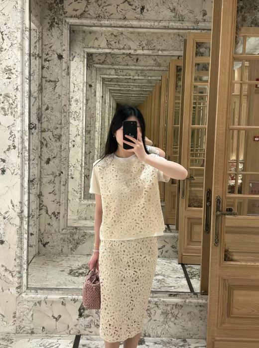 TY29-Moncler盟可睐 SS25 纯色简约花卉编结图案休闲长裙 女款 白色（QQ） 商品图5