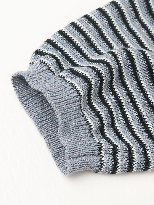 韩系简约风圆领条纹针织短袖女 宽松显瘦百搭上衣 商品图3