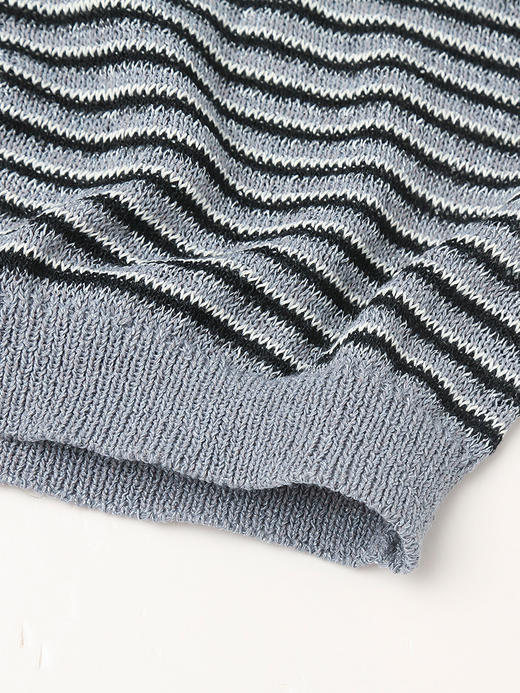 韩系简约风圆领条纹针织短袖女 宽松显瘦百搭上衣 商品图4