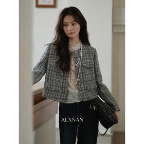 鹿向南「续订秋约」高级感气质灰色小香风短外套女秋新款小众上衣