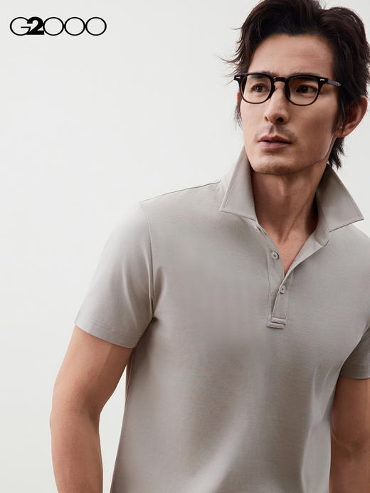 G2000【凉感/全棉/商场新款】男FW25亲肤丝光.棉百搭针织短袖POLO56140202 商品图0