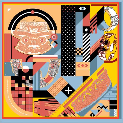 喜得宝文创丝巾《国王气象》艺术数码方巾杭州丝绸100%桑蚕丝素绉缎 商品图8