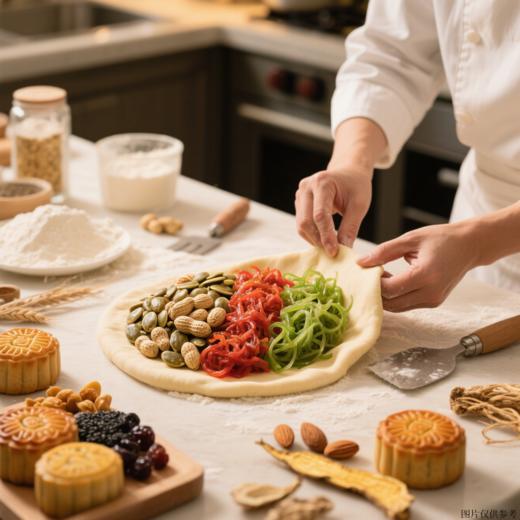 【突破创新❗️黄芪党参五仁月饼】单盒400g的巨型月饼，中秋团圆时刻，一家人围坐，将大月饼切成小块分享，仪式感直接拉满！佳节送礼点心零食品 商品图2