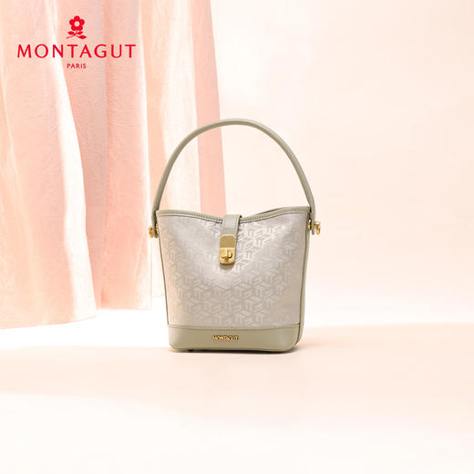 梦特娇女士时尚轻奢手提包织物水桶包印花单肩包经典斜挎包 商品图10