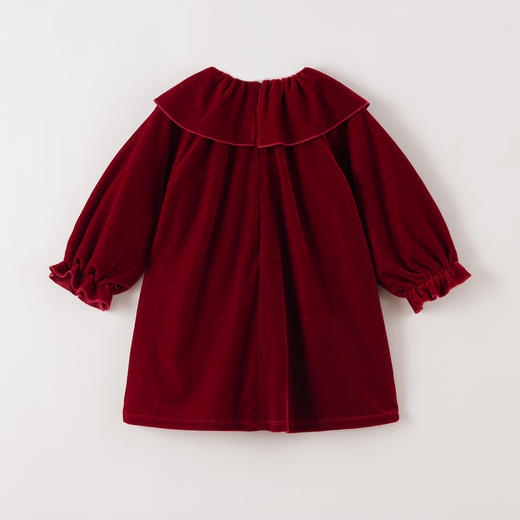 马克珍妮女童优雅蝴蝶领丝绒连衣裙2025年秋冬新款551593 商品图3