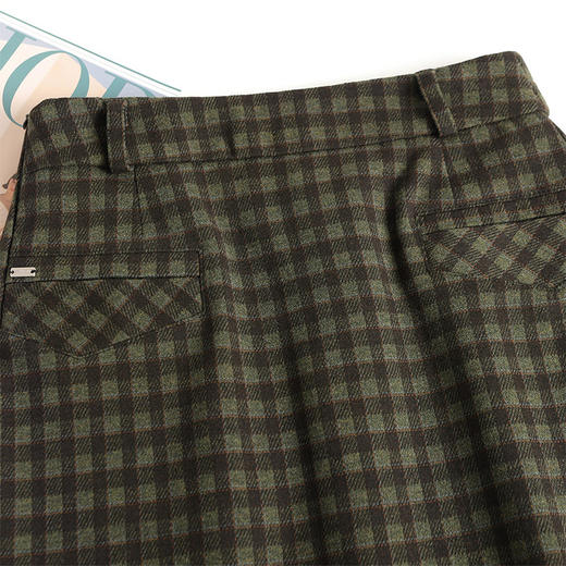 QYM 6325 -Y后开衩包臀裙半身裙气质毛呢格纹一步裙 商品图3