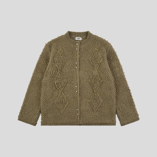 GOODBAI 916 菱形毛织贴布圆领珍珠双扣oversize开衫 商品图1