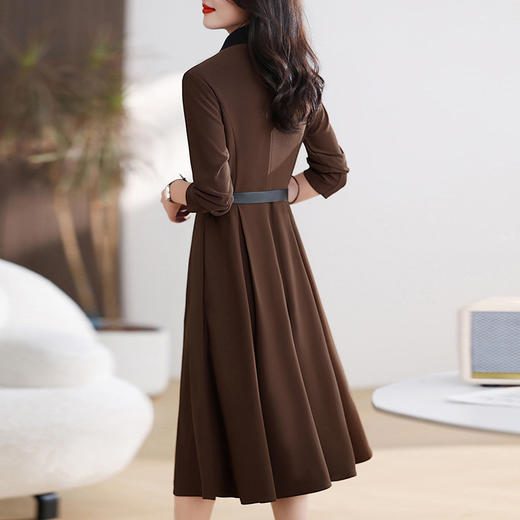 丁摩 早秋新款假两件连衣裙女气质小个子收腰针织长袖裙子5ZF-8832 商品图3