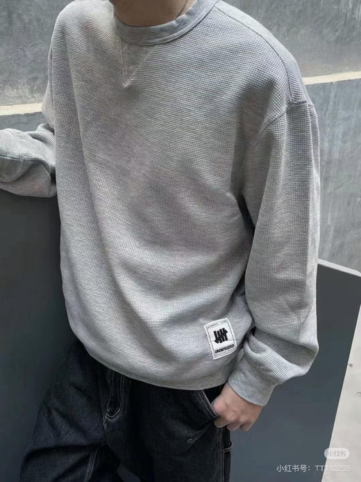 UND 五道杠25AW秋季新款 华夫格套头薄卫衣 WY902 商品图0