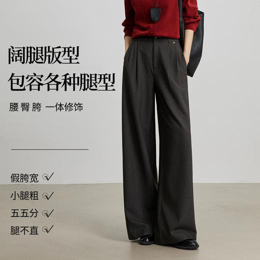 【09/03新品】熙世界阔腿西装裤女2025秋季新款通勤高腰显瘦宽松休闲直筒长裤子 商品图1