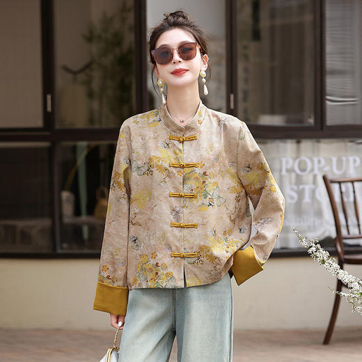 新国风外套复古立领，落肩长袖新中式上衣HR-YIZX86119 商品图1