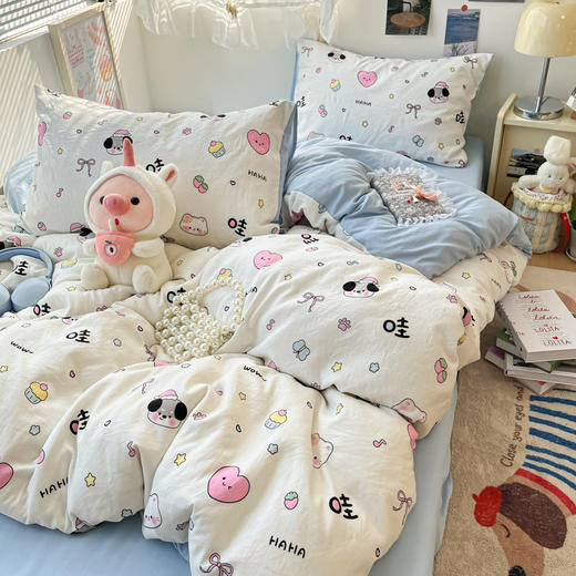 热卖！高颜值四件套！CKKHOUSE母婴A类水洗棉四件套 手感细腻 舒适透气 多款可选 商品图1