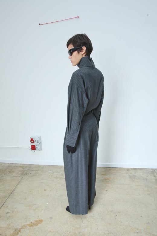 LA PISCINE wrap pants 羊毛条纹长裤 商品图2