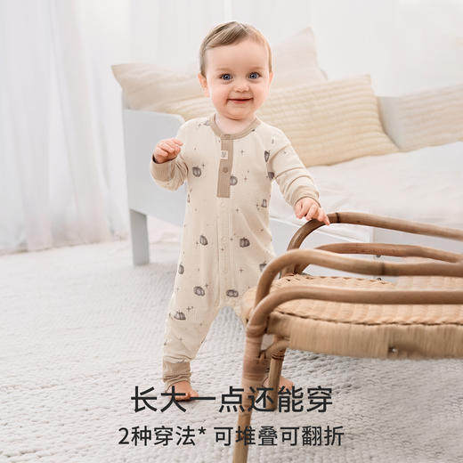 嫚熙婴儿连体衣竹棉羊毛连身衣宝宝连身衣爬服哈衣-H 商品图3