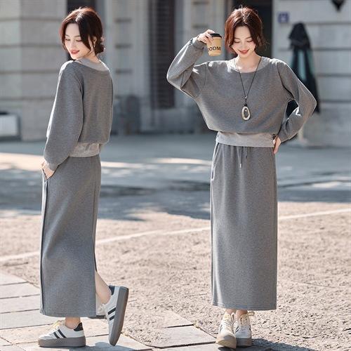 韩版时尚休闲运动套装裙2025秋新款时尚假两件上衣半身裙两件套LNS9767 商品图2