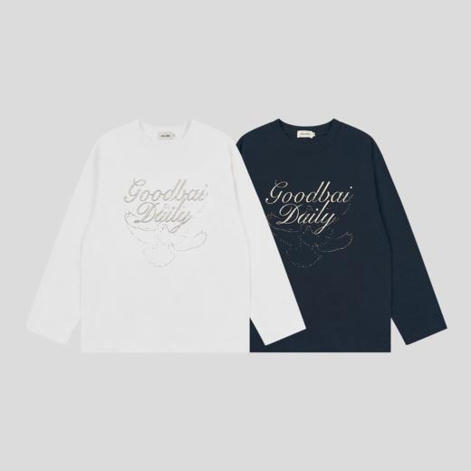 GOODBAI 做旧鸽子logo印花长袖T恤 商品图0