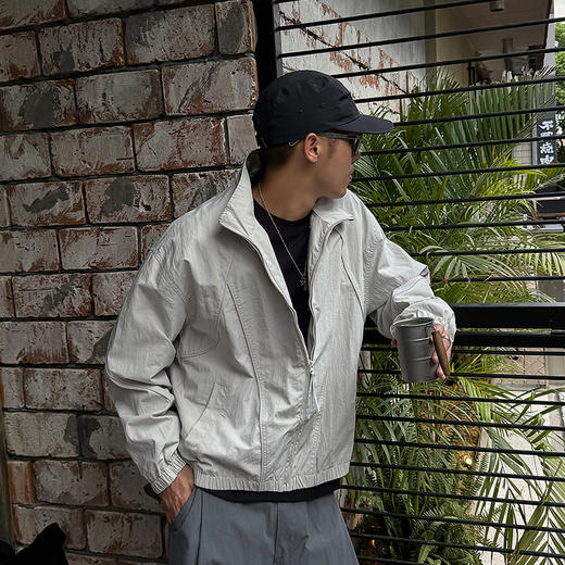 徐太浪【切割缉明线 cleanfit】拉链立领夹克男春秋运动防风外套 商品图1