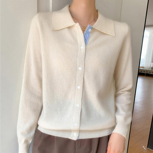 纤束马安迪绒假两件POLO领针织开衫 ZD-3024 商品图4