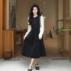 西遇法式黑色长袖连衣裙女秋季新款小香风a字收腰中长裙SS051433 商品缩略图1