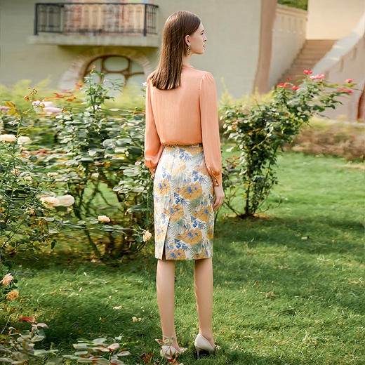 IWY/橘色衬衣女上衣 春秋款气质系带蝴蝶结衬衫女职业衬衫内搭B494 商品图4