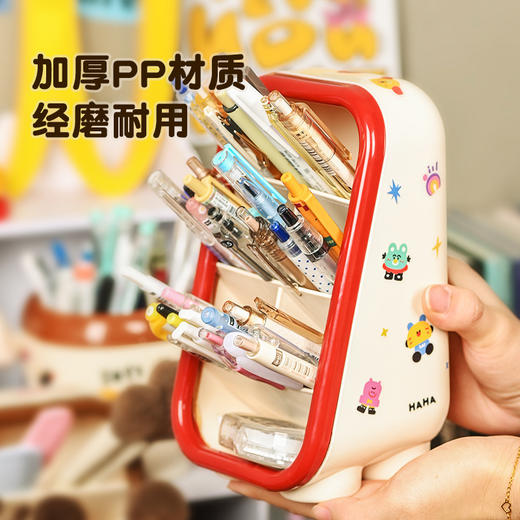  【可爱卡通桌面收纳笔筒 】学生办公笔盒多功能多格收盒纳,高颜值卡通收纳盒，6格大容量+随机贴纸🎁，让你的文具整齐又可爱！ 商品图3