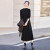 HR YF2620韩系气质PU皮马甲套装裙系带收腰显瘦百褶裙两件套 商品缩略图1