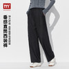 【门店同款】马恩MAXNEW2025秋季新款高腰垂感黑色宽松直筒西装裤 商品缩略图0