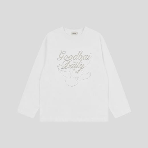 GOODBAI 做旧鸽子logo印花长袖T恤 商品图1