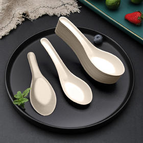 喇叭花一次性勺子甘蔗浆纸浆汤勺食品级可降解调羹加厚外卖商家用