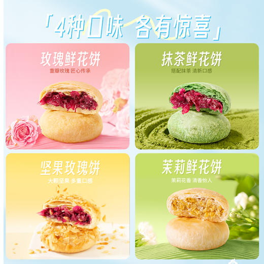 【爆款】潘祥记官方旗舰店玫瑰群芳鲜花饼400克4味16枚 商品图1
