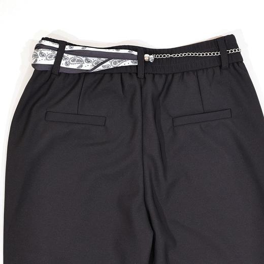 半身缘女裤 春季腰部链条丝巾弹力修身微喇休闲裤261102M10320047 商品图5