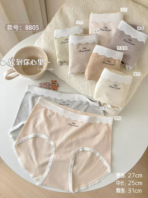 女士彩纱高腰蕾丝花边无缝三角内裤8805 商品图1
