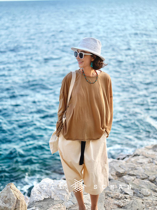 PETIT SCHAN小闪 CLO#860 Plain description 素写 棉混纺轻薄长袖T恤防晒衫 商品图0