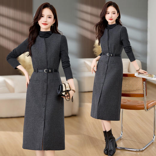 HR MEIQIN1835优雅风时尚背心裙套装洋气减龄修身显瘦两件套裙 商品图1