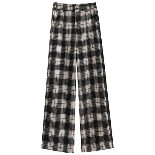 QYM 9515-Y格纹阔腿裤直筒裤宽松休闲裤 商品图4