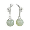 丁摩 s925纯银竹叶和田玉耳坠女古风长款竹子复古宫廷耳饰轻奢5ZF-913 商品缩略图4